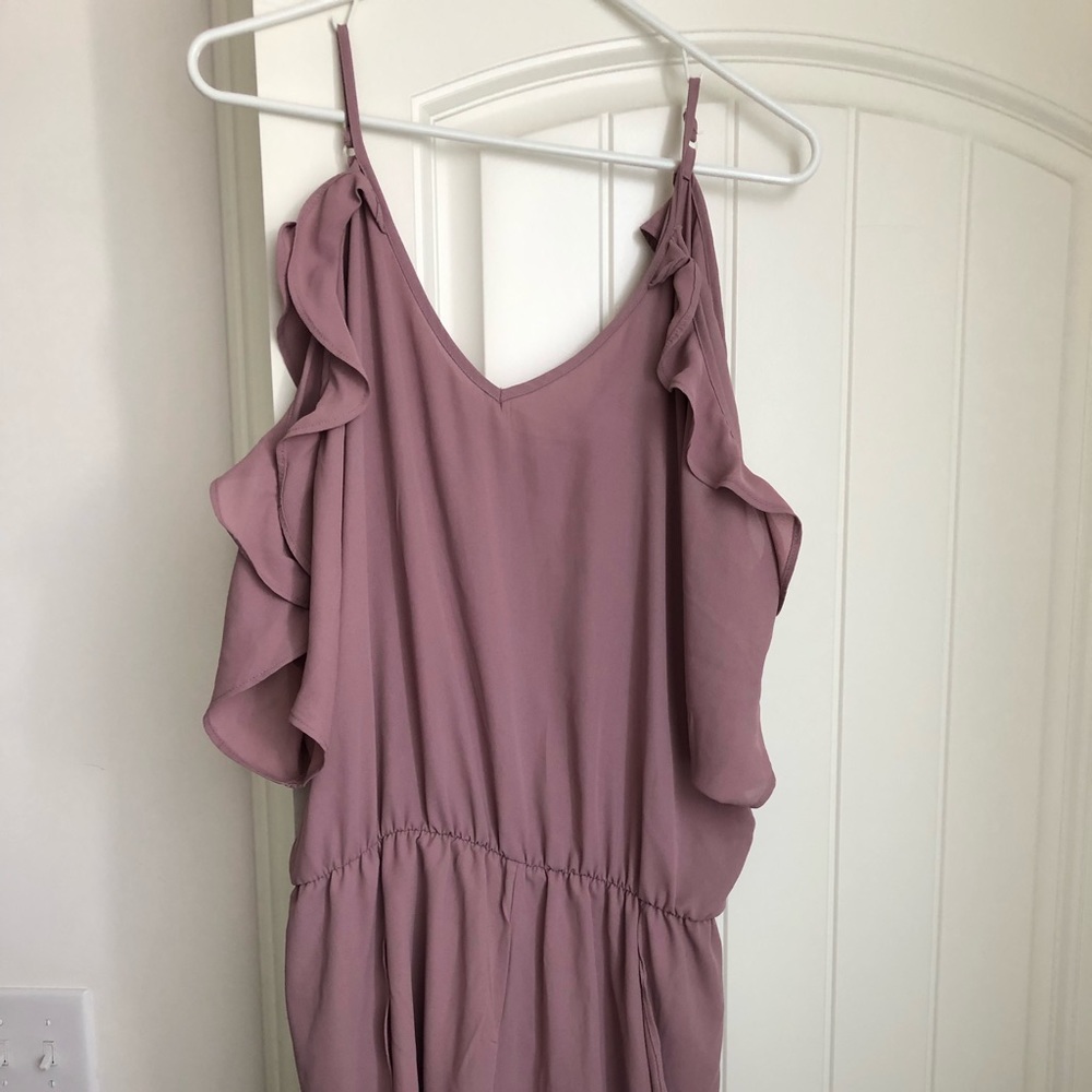 Dusty rose colored cold shoulder romper XL NWT